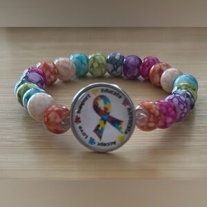 Autism Awareness Ribbon Wire Wristlet Bracelet